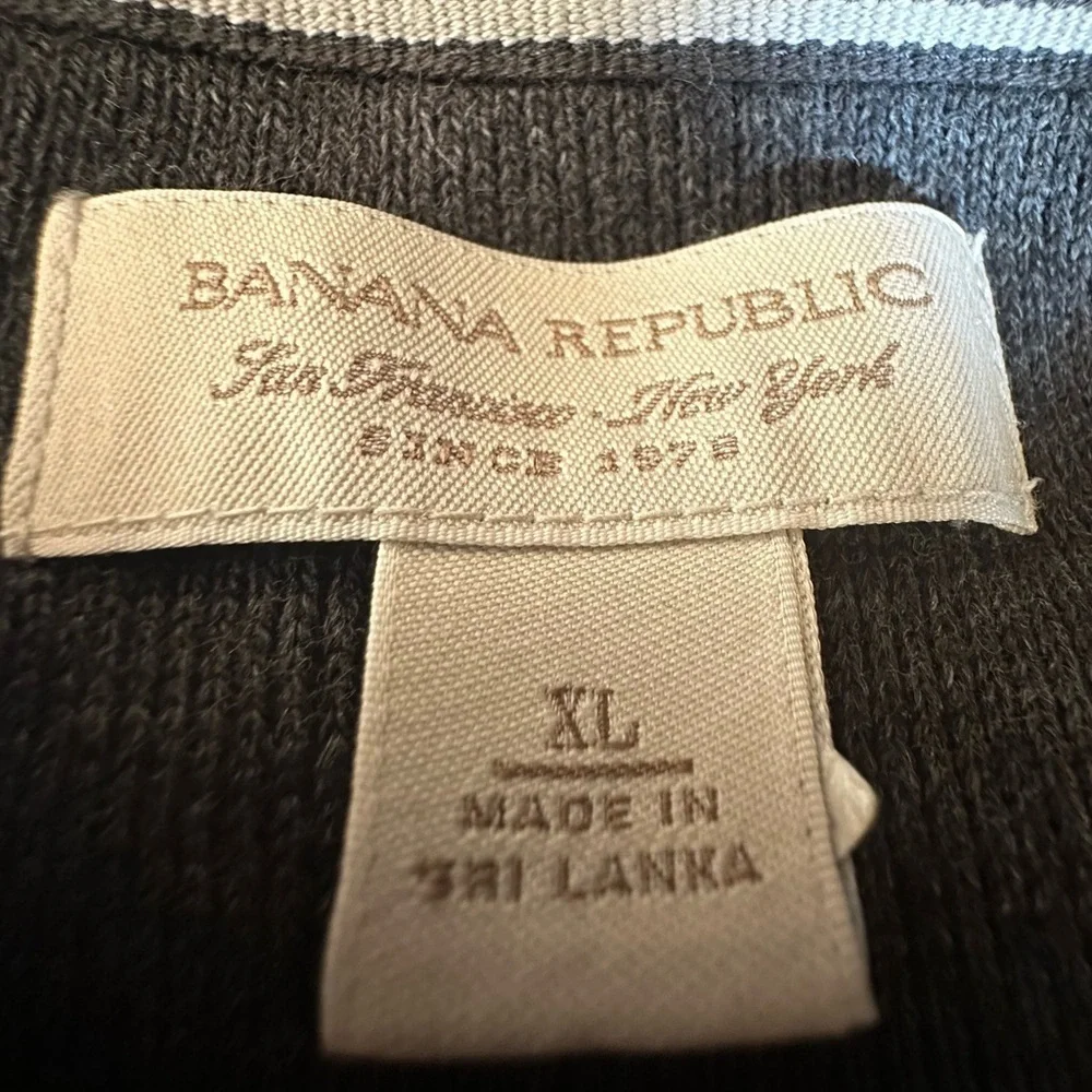 Banana Republic 3/4 zip long sleeve‎ top sweater gray mens XL pullover stripe
